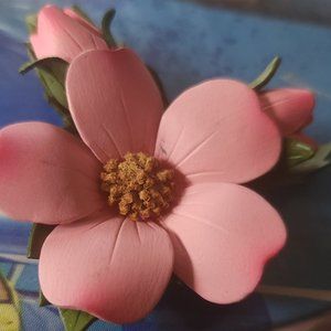Faux leather flower broach